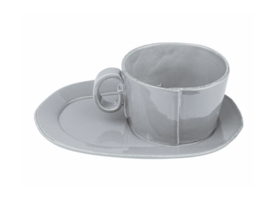 SET COLAZIONE TAZZA & PIATTO “LINEA LASTRA” – BIANCO | VIRGINIA CASA