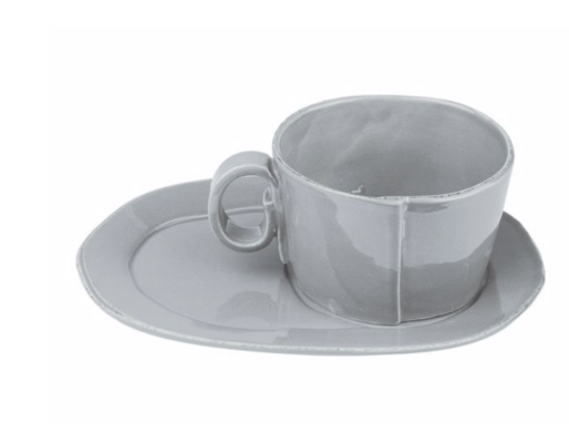 SET COLAZIONE TAZZA & PIATTO "LINEA LASTRA" - BIANCO | VIRGINIA CASA