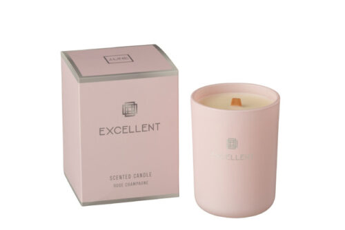 Candela profumata Excellent in vetro rosa – Jolipa