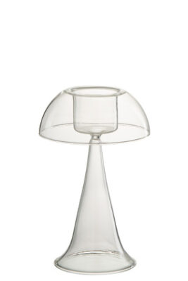 Porta T-Light Fungo Vetro Trasparente Small - Jolipa