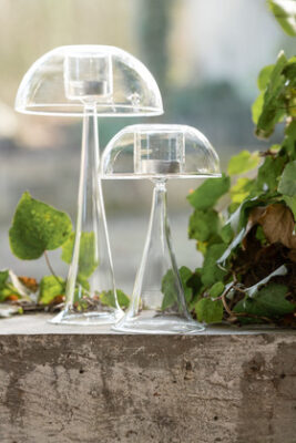 Porta T-Light Fungo Vetro Trasparente Small - Jolipa - immagine 4