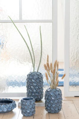 Vaso Foglie Ceramica Blu Small - Jolipa - immagine 2