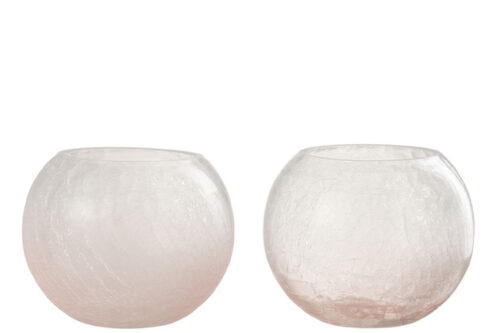 Coppia portacandele Palla Screpolato Vetro Rosa Large – Jolipa (Copia)