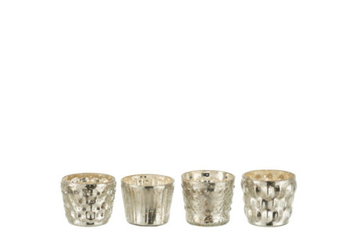 Porta T-Light Orientale Vetro Argento – Jolipa