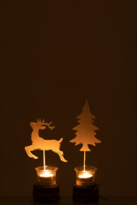 Porta T-Light con albero e renna in Legno/Vetro - Jolipa - immagine 2