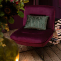 Sedia loungein tessuto burgundy e metallo - Jolipa - immagine 2