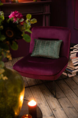 Sedia loungein tessuto burgundy e metallo - Jolipa - immagine 2