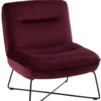 Sedia loungein tessuto burgundy e metallo - Jolipa
