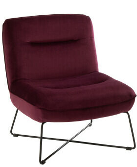 Sedia loungein tessuto burgundy e metallo – Jolipa