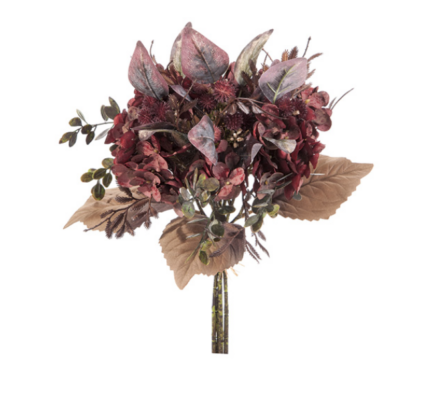 BUNDLE ORTENSIE E EUCALIPTUS X4 CM37 BORDEAUXBUNDLE ORTENSIE E EUCALIPTUS CM37 BORDEAUX - BRUCO