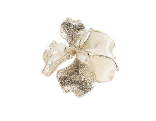 CLIP PEARL FLOWER CREMA/ORO - BRUCO