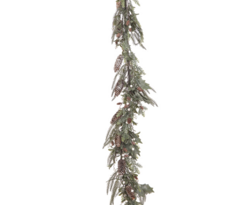 GHIRLANDA ABETE AGRIFOGLIO E PERLE – BRUCO
