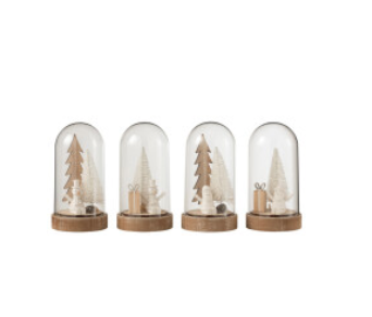 Campana in vetro con alberi di Natale led