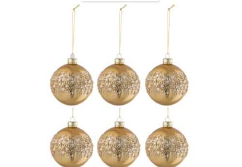 Scatola 6 Palline Di Natale in paillettes dorate