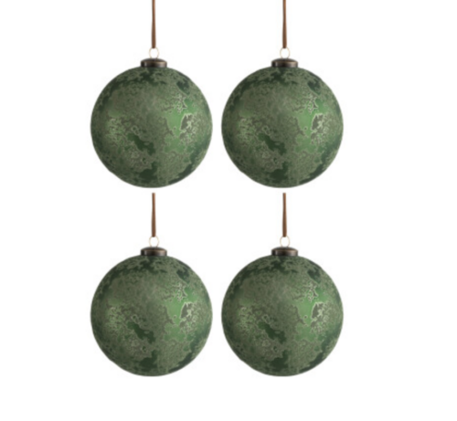 Scatola 4 Palle Di Natale Vetro Antico Verde