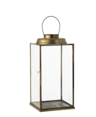 Lanterna Quadrata Antica Bassa Vetro/Ferro Bronzo Small - Jolipa