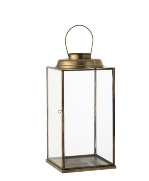 Lanterna Quadrata Antica Bassa Vetro/Ferro Bronzo Small – Jolipa
