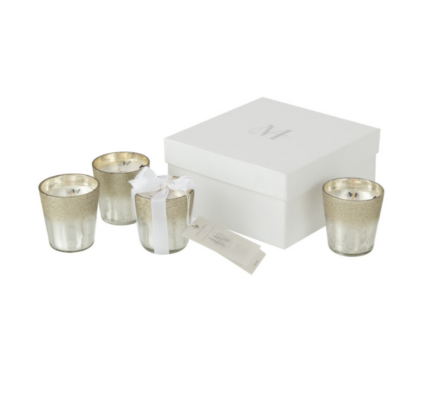 Scatola 4 Candele Profumate Deluxe Vetro Argento - JOLIPA