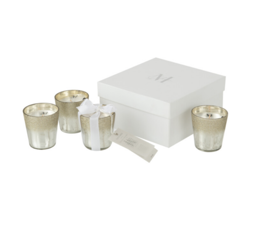 Scatola 4 Candele Profumate Deluxe Vetro Argento – JOLIPA