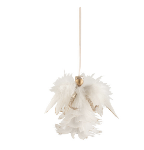 Sospensione Angelo + Piume Paillette Ecru/Oro – JOLIPA