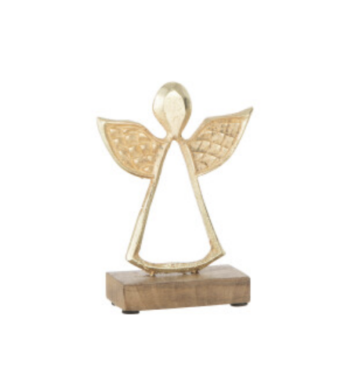 Angelo Arco + Base Legno Alluminio Oro Small – JOLIPA