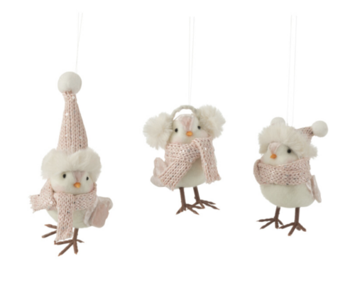 Uccellini Sospensione Tessuto Bianco/Rosa – JOLIPA