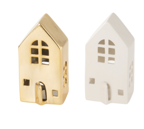 Coppia di casette in Porcellana Bianco/Oro Large – JOLIPA