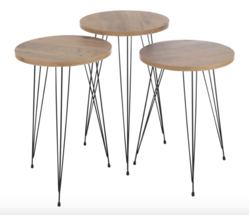 Set 3 Tavolini in metallo e legno – JOLIPA