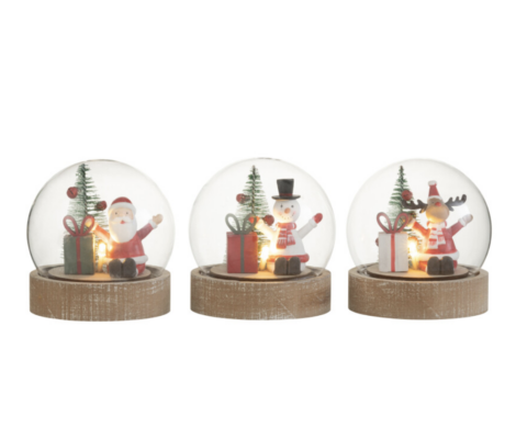 Campana con personaggi natalizi e luci led - JOLIPA