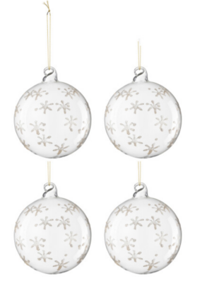 Scatola 4 Palline Di Natale Fiori Vetro - JOLIPA