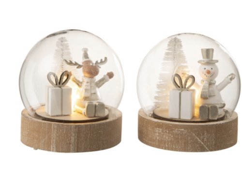 Campana di Natale in legno con led luminoso
