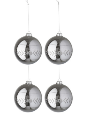 Scatola 4 Palle Di Natale in vetro grigio - JOLIPA