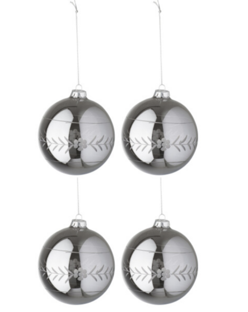 Scatola 4 Palle Di Natale in vetro grigio – JOLIPA