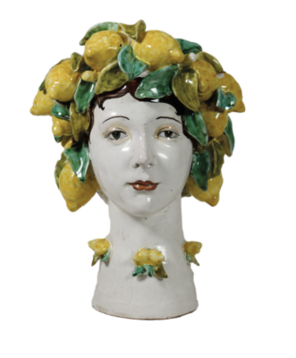 TESTA DONNA IN CERAMICA CON LIMONI - LINEA DONATELLO VIRGINIA