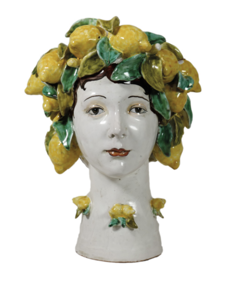 TESTA DONNA IN CERAMICA CON LIMONI – LINEA DONATELLO VIRGINIA