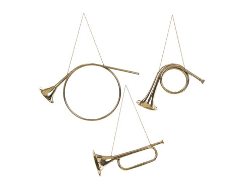 Set trombette decorative in metallo oro