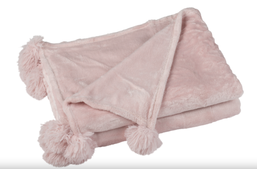 Plaid Pompon Rosa Polvere