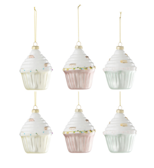 Set di 6 palline di Natale cupcakes