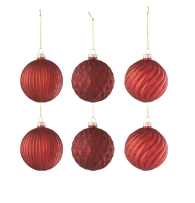 Set 6 palline di Natale decorate
