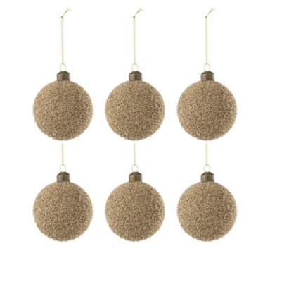 Set di 6 palline in paillettes dorate