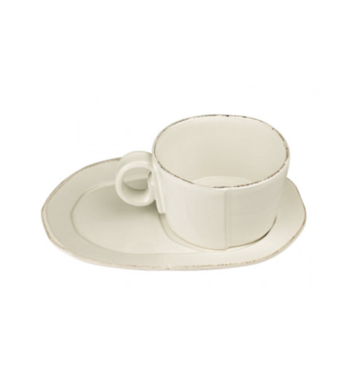 SET COLAZIONE TAZZA con piatto “LINEA LASTRA” – BIANCO