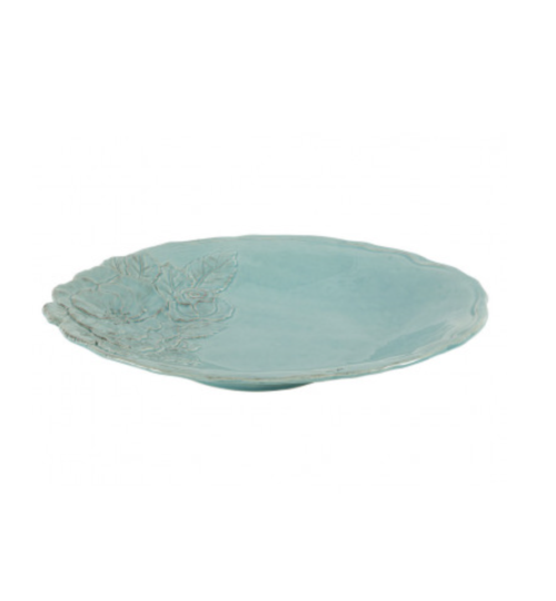 VASSOIO OVALE LINEA ROMANTICA IN CERAMICA TURCHESE – VIRGINIA CASA