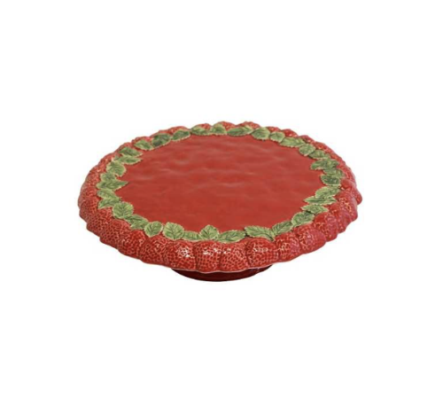 Alzata con piede con decoro fragola – VIRGINIA CASA