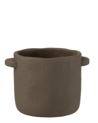 Vaso Gustave in cemento marrone scuro L - JOLIPA
