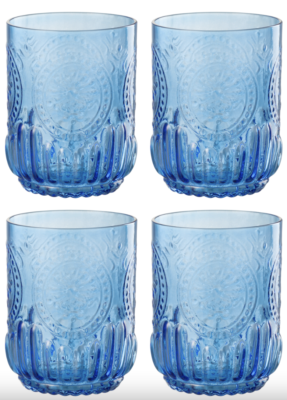 Set 4 bicchieri  Maya blu in vetro - JOLIPA