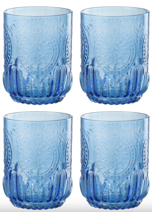 Set 4 bicchieri  Maya blu in vetro – JOLIPA