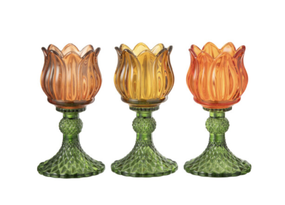 Set di candelieri a forma di fiore in vetro - JOLIPA
