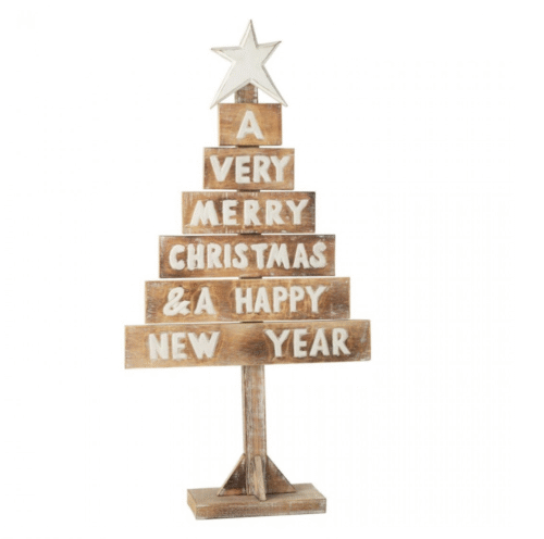 Albero di Natale in legno con scritte – Jolipa