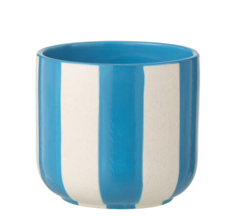Portavasi Rigato Ceramica Blu/Bianco Large – Jolipa