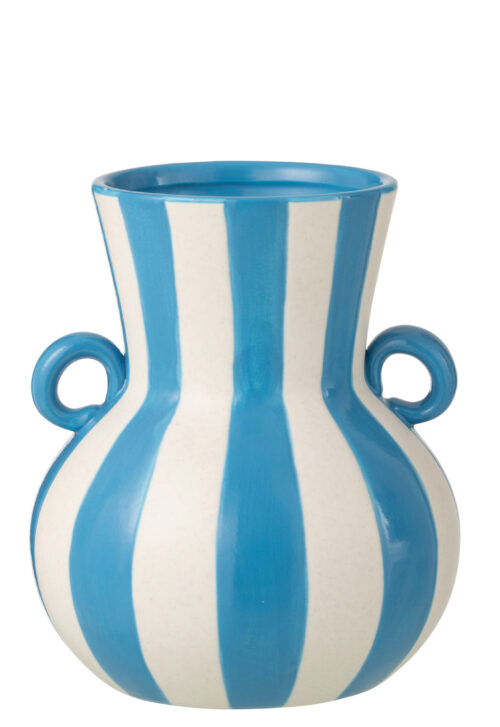 Vaso Rigato Ceramica Blu/Bianco – Jolipa